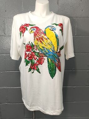 Match Ups By Natco Vintage 90's Parrot T-shirt With Matching Earrings